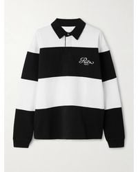 FRAME - Ritz Paris Oberteil Aus Gestreiftem Baumwoll-Jersey Mit Polokragen Und Stickerei - Lyst