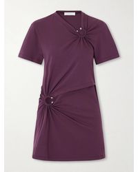 Rabanne - Embellished Gathered Cut-Out Cotton-Blend Jersey Mini Dress - Lyst