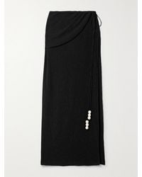 Magda Butrym - Draped Embellished Stretch Lyocell-Blend Crepon Wrap Maxi Skirt - Lyst