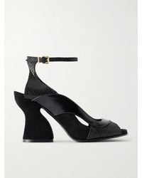 Zimmermann - Marvi 75 Suede, Snake-Effect And Smooth Leather Sandals - Lyst