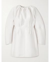 Jil Sander - Frayed Pleated Satin-Twill Mini Dress - Lyst