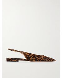 Gianvito Rossi - Robbie Leopard-Print Suede Slingback Flats - Lyst