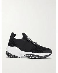 Roger Vivier - Baskets En Tissu Stretch, Résille Et Cuir À Cristaux Viv Run - Lyst