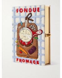 Olympia Le-Tan - Fondue Fromage Embroidered Appliquéd Canvas Clutch - Lyst