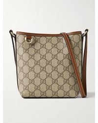 Gucci - Gg Emblem Mini Schultertasche Aus Bedrucktem, Beschichtetem Canvas Mit Lederbesätzen - Lyst