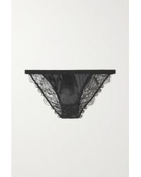Love Stories Wild Rose Satin And Lace Briefs - Black