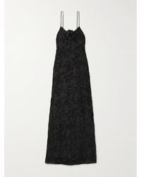 Rodarte - Appliquéd Sequin-Embellished Silk-Trimmed Voile Gown - Lyst