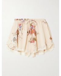 Zimmermann - Patience Lace-Trimmed Floral-Print Cotton And Silk-Blend Shorts - Lyst