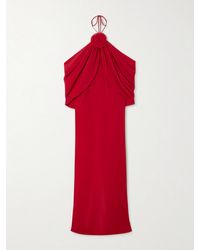 Magda Butrym - Cold-Shoulder Appliquéd Silk-Blend Chiffon Maxi Dress - Lyst