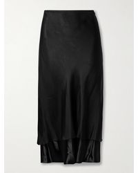 KHAITE - Monina Layered Satin And Organza Midi Skirt - Lyst
