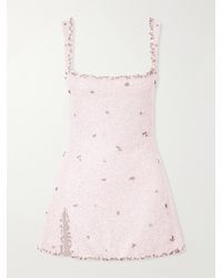 Clio Peppiatt - Athena Embellished Stretch-Mesh Mini Dress - Lyst
