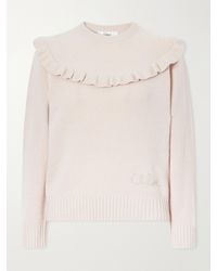 Chloé - Ruffled Cashmere And Wool-Blend Sweater - Lyst