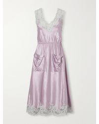 Rabanne - Lace-Trimmed Satin Midi Dress - Lyst