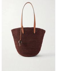 Hunting Season - Market Leather-Trimmed Woven Raffia Tote - Lyst
