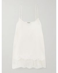 STAUD - Chloe Lace-Trimmed Silk-Blend Satin Camisole - Lyst