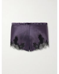 Carine Gilson - Lace-Trimmed Silk-Satin Shorts - Lyst