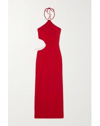 Reformation + Net Sustain Helio Cutout Embellished Stretch- Lyocell Dress - Red