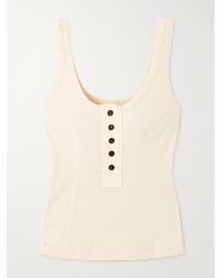 Bottega Veneta - Button-Embellished Ribbed Stretch-Cotton Tank Top - Lyst