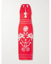 Cala De La Cruz - Orly Embellished Cutout Printed Linen Maxi Dress - Lyst