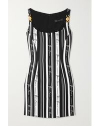 Versace Embellished Striped Crepe Mini Dress - Black