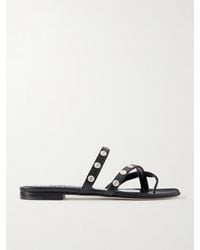 Manolo Blahnik - Irafli Button-Embellished Leather Sandals - Lyst