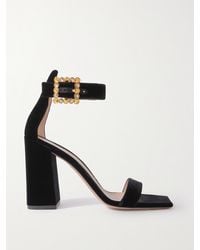 Gianvito Rossi - Velluto 95 Crystal-Embellished Velvet Sandals - Lyst