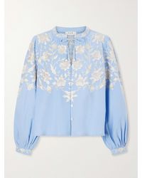 Sea - Alina Embroidered Cotton And Linen-Blend Blouse - Lyst