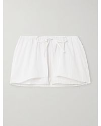 Deiji Studios - Shorts Aus Gestreifter Biobaumwollpopeline Mit Wickeleffekt - Lyst