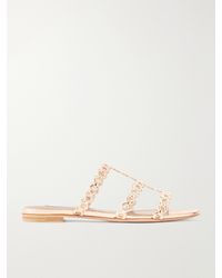 Aquazzura - Infinity Chain Perforated Metallic-Leather Flats - Lyst
