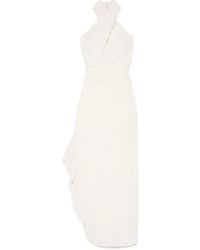 Halston Draped Crepe Halterneck Gown - White