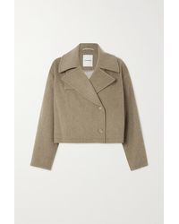 LE 17 SEPTEMBRE Oversized Cropped Wool-blend Jacket - Brown