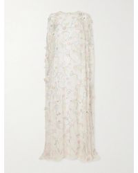 BERNADETTE - Embroidered Sequin-Detailed Recycled Chiffon Gown - Lyst