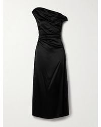 STAUD - Phare Draped Silk-Blend Midi Dress - Lyst