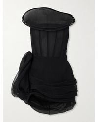 Magda Butrym - Strapless Appliquéd Draped Silk-Crepon Mini Dress - Lyst