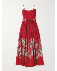 Zimmermann - Rhiannon Midikleid Aus Baumwoll-Voile Mit Paisley-Print Und Bindegürtel - Lyst
