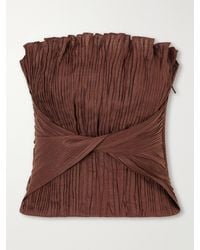 ANDRES OTALORA - De Los Astros Pleated Twisted Linen Bustier Top - Lyst