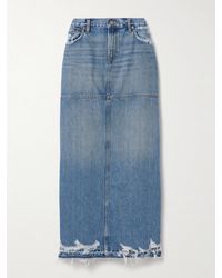 RE/DONE - Frayed Paneled Denim Maxi Skirt - Lyst