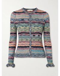 Ulla Johnson - Lex Cardigan Aus Gestreiftem Rippstrick Mit Besätzen - Lyst