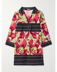 Bode - Printed Cotton-Jacquard Mini Shirt Dress - Lyst