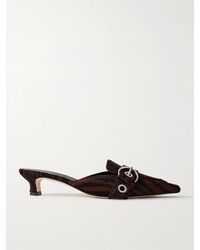 Aeyde - Danielle Buckle-Embellished Zebra-Print Pony Hair Mules - Lyst