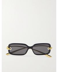 Bottega Veneta - Knot Rectangular-Frame Acetate And-Tone Sunglasses - Lyst
