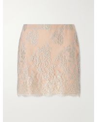 Valentino Garavani - Metallic Lace-Trimmed Satin Mini Skirt - Lyst
