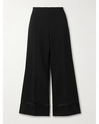 KHAITE - Wallace Organza-Trimmed Crepe Wide-Leg Pants - Lyst