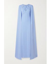 Marchesa notte Robe Aus Crêpe Mit Cut-out Und Cape-effekt - Blau