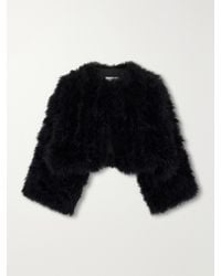 Yves Salomon - Cropped Feather-Trimmed Satin Cape - Lyst