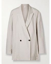 The Row - Nat Double-Breasted Silk And Linen-Blend Blazer - Lyst
