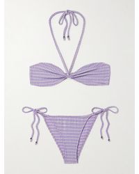 Lisa Marie Fernandez - Metallic Seersucker Halterneck Bikini - Lyst