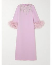 Huishan Zhang - Elias Feather-Trimmed Crystal-Embellished Crepe Gown - Lyst
