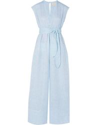 Mara Hoffman + Net Sustain Whitney Striped Hemp Jumpsuit - Blue