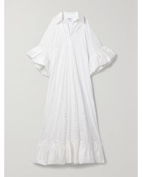 Christopher John Rogers - Oversized Shantung-Trimmed Broderie Anglaise Cotton-Blend Maxi Dress - Lyst